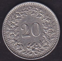 İsviçre 20 Rappen 1960