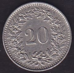 İsviçre 20 Rappen 1960