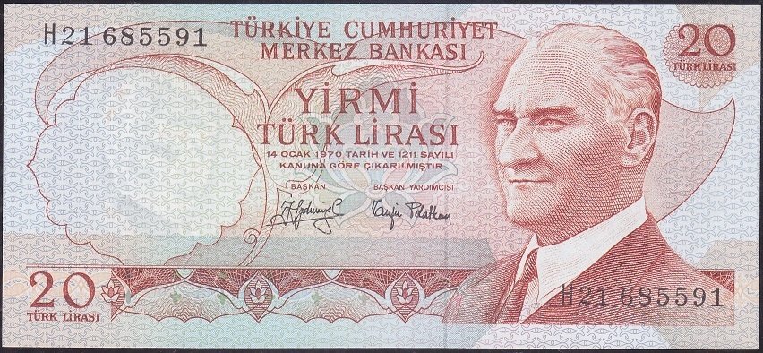 6.Emisyon 3.Tertip 20 Lira H21 685591 Çil