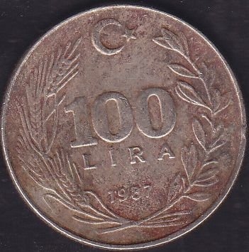 1987 Yılı 100 Lira Bakır Nikel