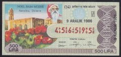 1986 9 ARALIK ÇEYREK BİLET N SERİSİ