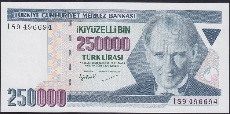 7.EMİSYON 3.TERTİP 250000 LİRA I89 496694 ÇİL BLOK RADAR