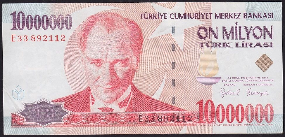 7.Emisyon 10 000 000 Lira E33 892112 Çok Temiz+