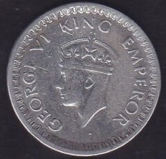 Hindistan 1/2 Rupee 1943 Gümüş