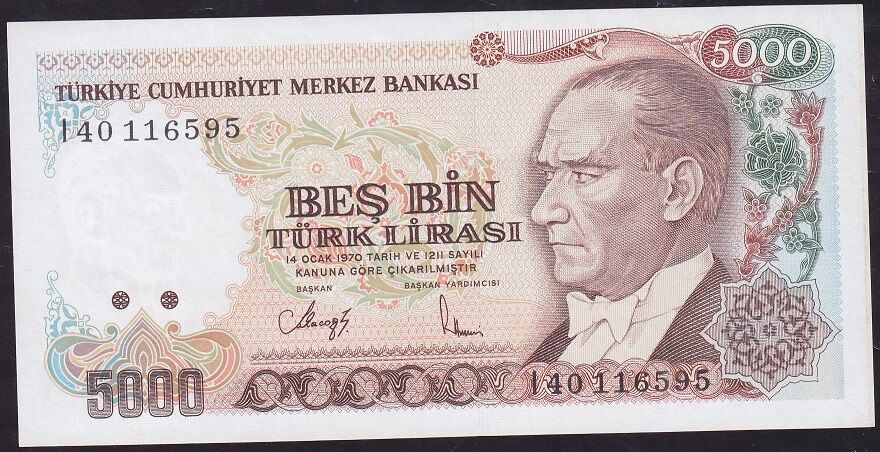 7.Emisyon 4.Tertip 5000 Lira I40 116595 Çil