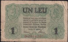 Romanya 1 Leu 1917 Çok Temiz Pick 3 - Alman İşgali
