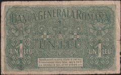 Romanya 1 Leu 1917 Çok Temiz Pick 3 - Alman İşgali