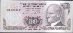 6.Emisyon 1.Tertip 50 Lira H44 386651 Çil