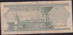 6.Emisyon 1.Tertip 10 Lira B08 108074 Temiz