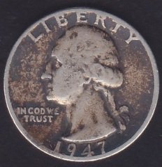 Amerika Çeyrek Dolar 1947 Gümüş