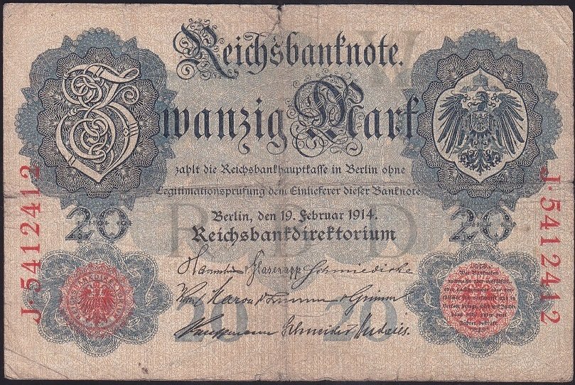 ALMANYA 20 MARK 1914 TEMİZ + eski para satan dükkanlar
