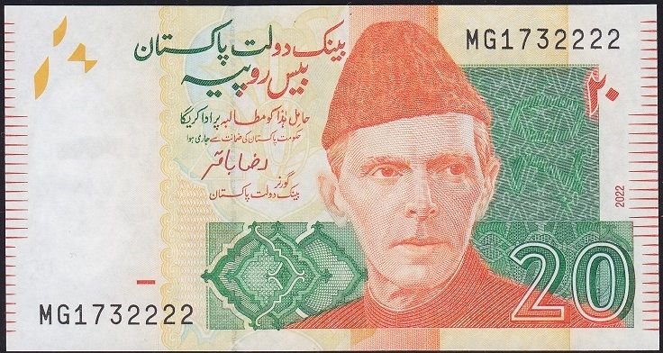 Pakistan 20 Rupee 2022 Çil Pick 55p ( 2222 )