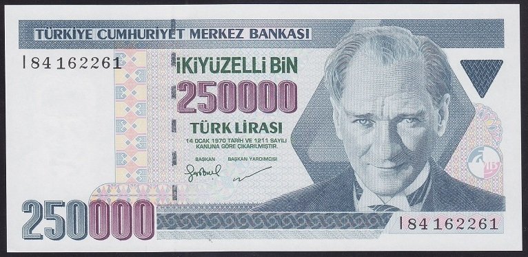 7.EMİSYON 3.TERTİP 250000 LİRA I84 162261 ÇİL BLOK RADAR