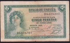 İspanya 5 Pesetas 1935 Çok Temiz