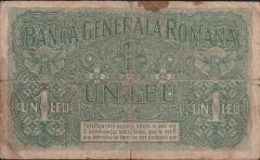 Romanya 1 Leu 1917 Çok Temiz Pick 3 - Alman İşgali