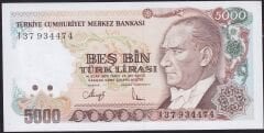 7.Emisyon 4.Tertip 5000 Lira I37 934474 Çil
