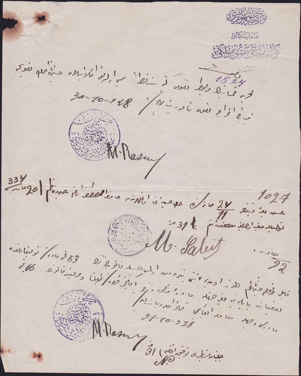 Osmanlıca Evrak Türkiye Cumhuriyeti 1927
