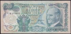 6.EMİSYON 2.TERTİP 500 LİRA F74 172951 TEMİZ