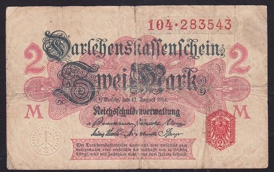 ALMANYA 2 MARK 1914 TEMİZ