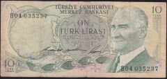 6.Emisyon 1.Tertip 10 Lira B04 035237 Temiz+