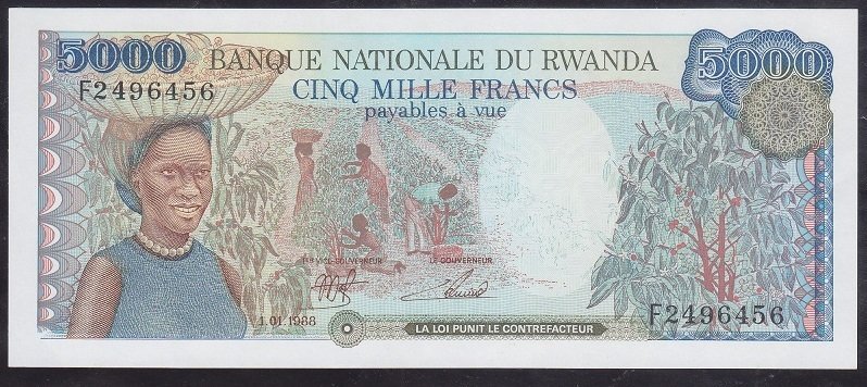 Rwanda 5000 Frank 1988 ÇİL Pick 22