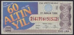 1986 31 ARALIK ÇEYREK BİLET N SERİSİ