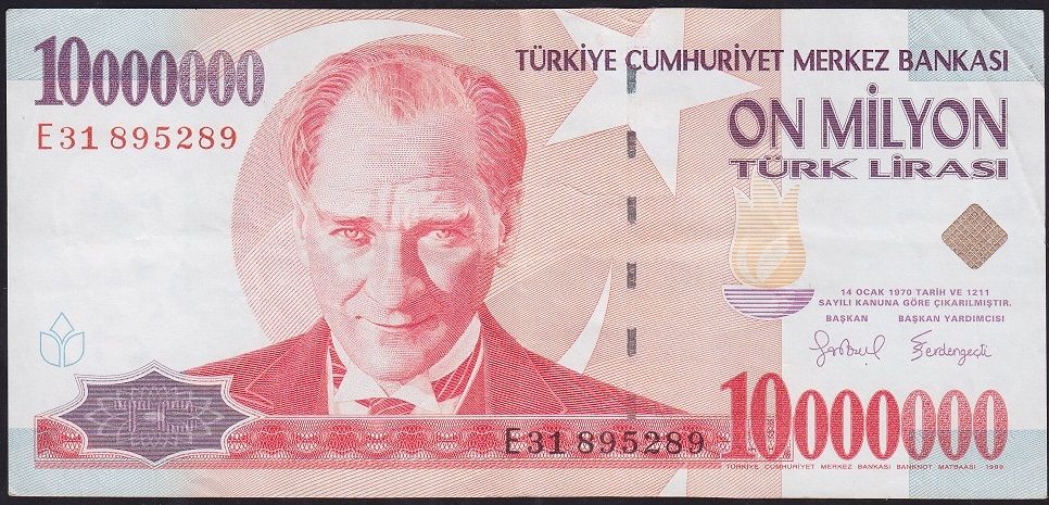 7.Emisyon 10 000 000 Lira E31 895289 Çok Temiz+