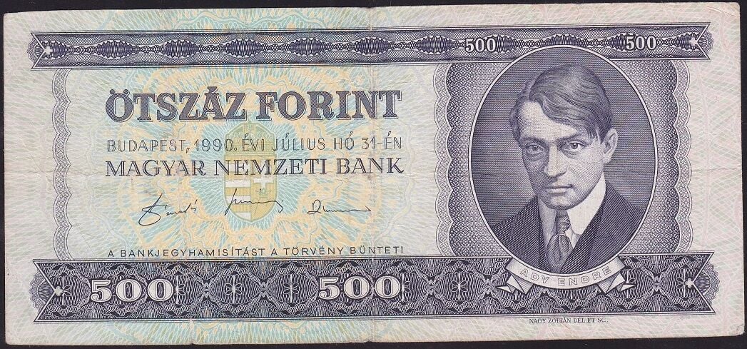 Macaristan 500 Forint 1990 Çok Temiz