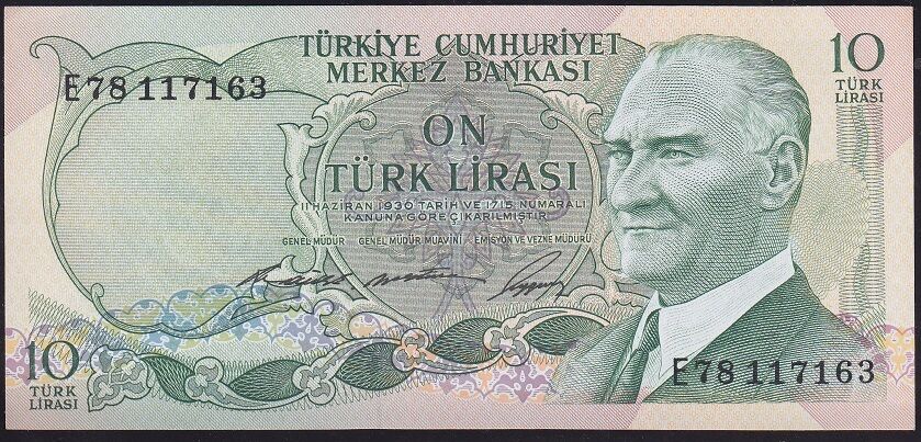 6.Emisyon 1.Tertip 10 Lira E78 117163 Ççt Çilaltı