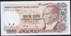 7.Emisyon 4.Tertip 5000 Lira I34 047598 Çil