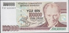 7.Emisyon 3.Tertip 100000 Lira F57 433367 Çilaltı