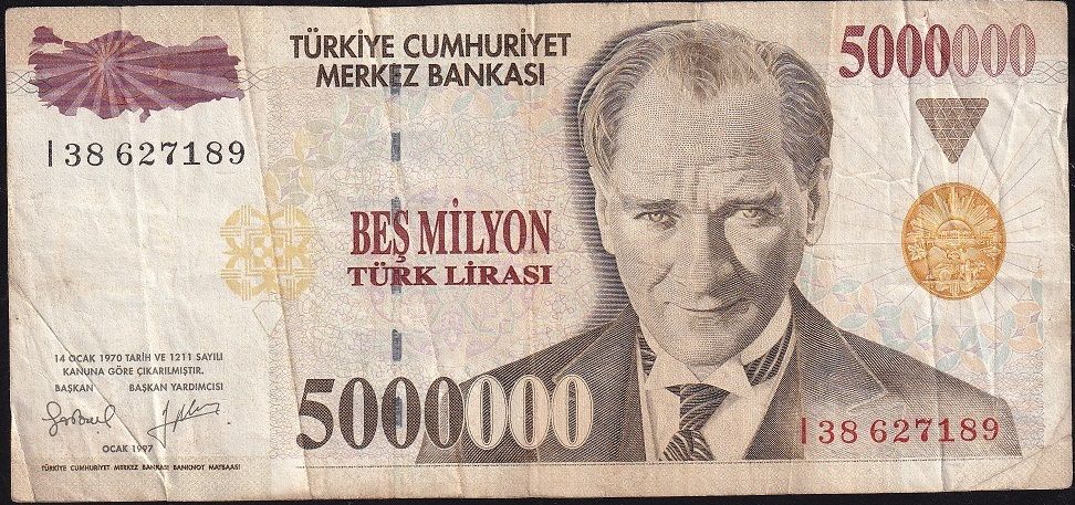 7.Emisyon 5 000 000 Lira I38 627189 Çok Temiz