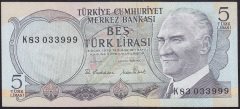 6.EMİSYON 2.TERTİP 5 LİRA K83 033999 ÇİLALTI eski kağıt para fiyatları
