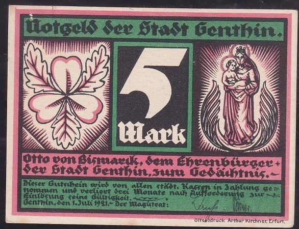 ALMANYA 5 MARK NOTGELD 1921 ÇİL