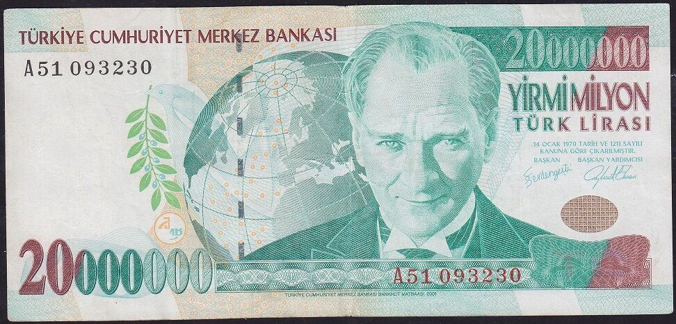 7.Emisyon 20.000.000 Lira A51 093230 Çok Temiz+