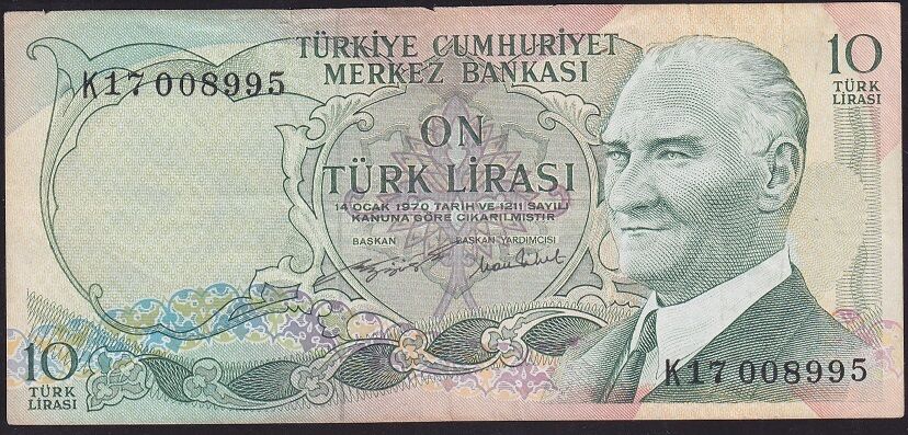6.Emisyon 2.Tertip 10 Lira K17 008995 Çok Temiz