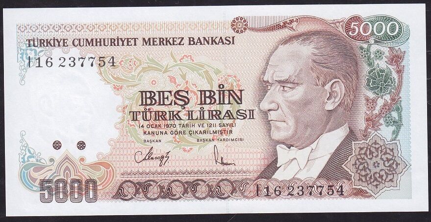 7.Emisyon 4.Tertip 5000 Lira I16 237754 Çil