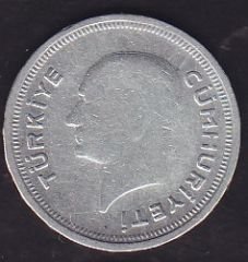 1937 Yılı 25 Kuruş Gümüş