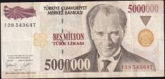 7.Emisyon 5 000 000 Lira I39 543647 Çok Temiz