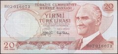 6.Emisyon 3.Tertip 20 Lira H02 016073 Çok Temiz +