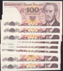 POLONYA 100 ZLOTY 1986 ÇİL SERİ TAKİPLİ (10 ADET)