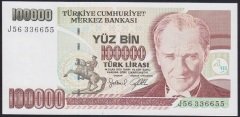 7.EMİSYON 3.TERTİP 100000 LİRA J56 336655 ÇİL