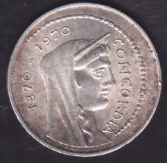 İtalya 1000 Liret 1970 - İtalya'nın başkenti Roma  100.Yıldönümü Hatıra Gümüş