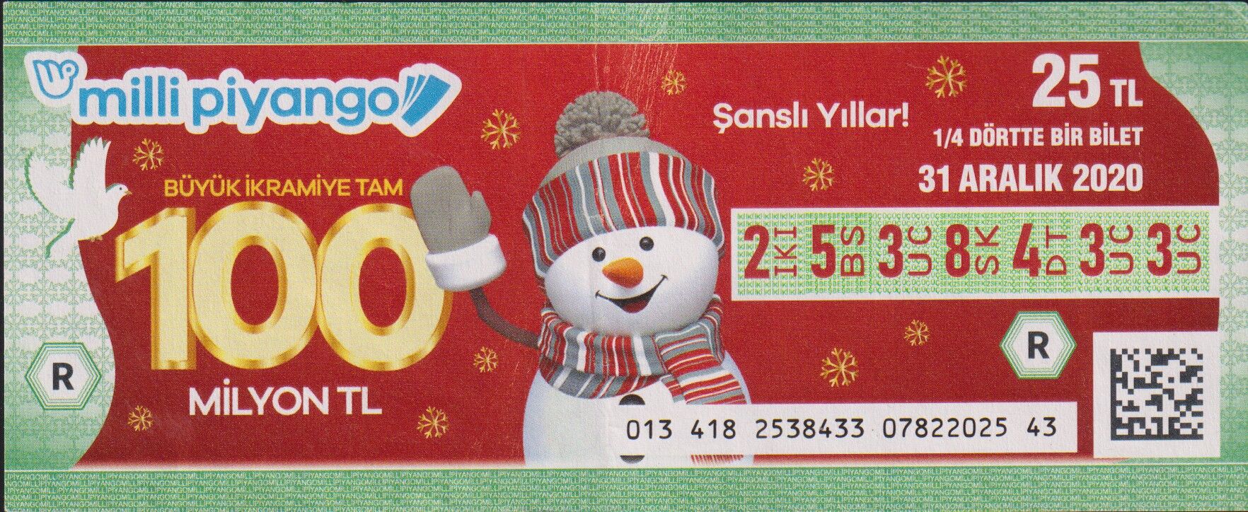 2020 31 Aralık Çeyrek Bilet - R Serisi