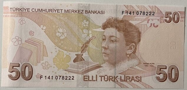 9.Emisyon 7.Tertip 50 Lira F141 078222 Çil