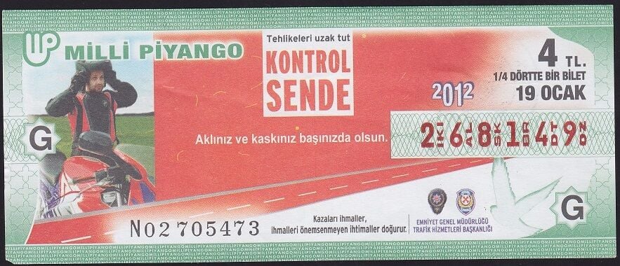 2012 19 Ocak Çeyrek Bilet - G Serisi