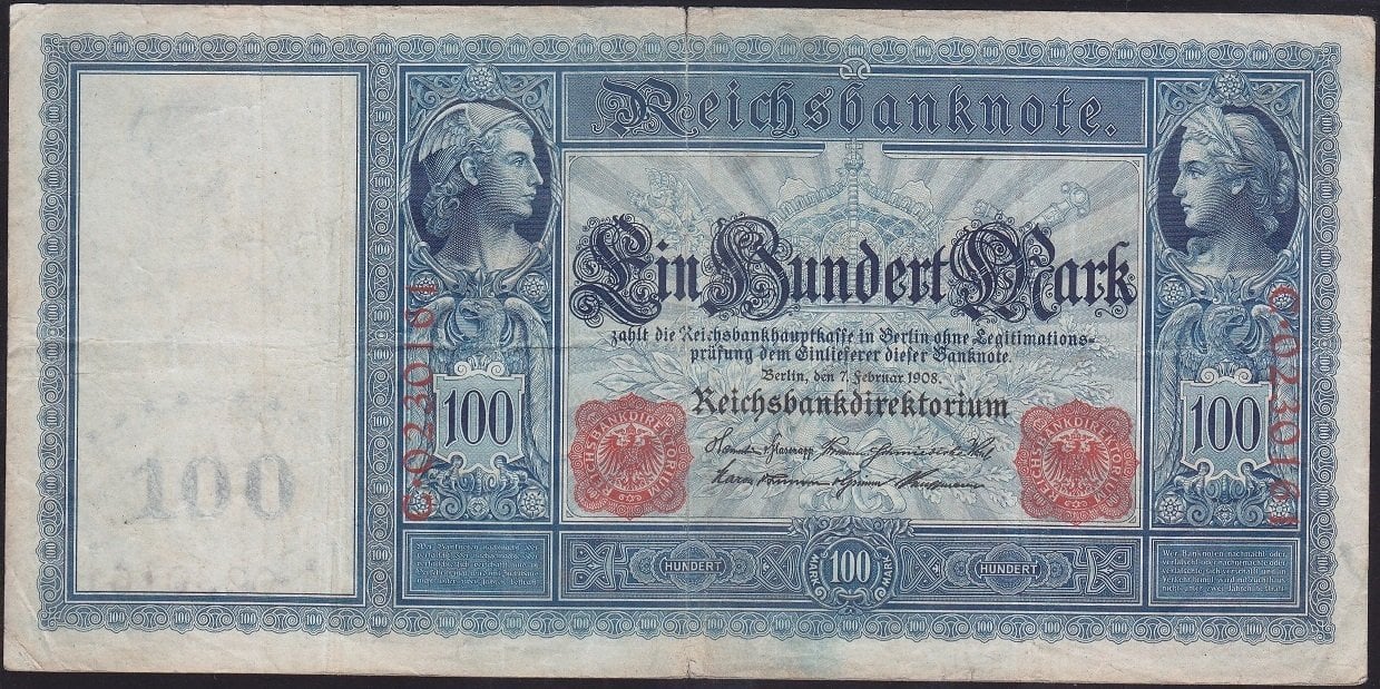 ALMANYA 100 MARK 1908 ÇOK TEMİZ