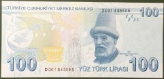 9.EMİSYON 100 LİRA 3.TERTİP D001 845508 ÇİL