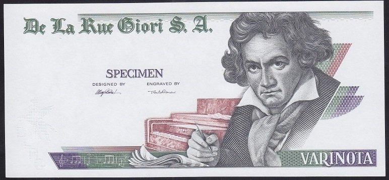 İTALYA DELA RUE TEST NOTE SPECIMEN- TEK YÜZ - KABARTMALAR ÇOK BELİRGİN