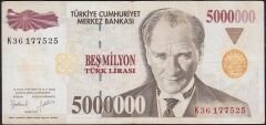 7.Emisyon 5 000 000 Lira K36 177525 Çok Temiz